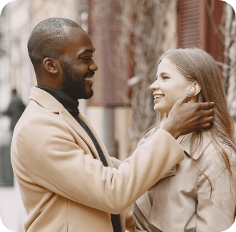 A Happy UBI Customer Couple Blushing